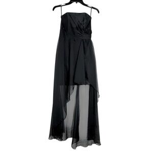 Jessica McClintock Black Strapless High Low Dress Size 2 New
